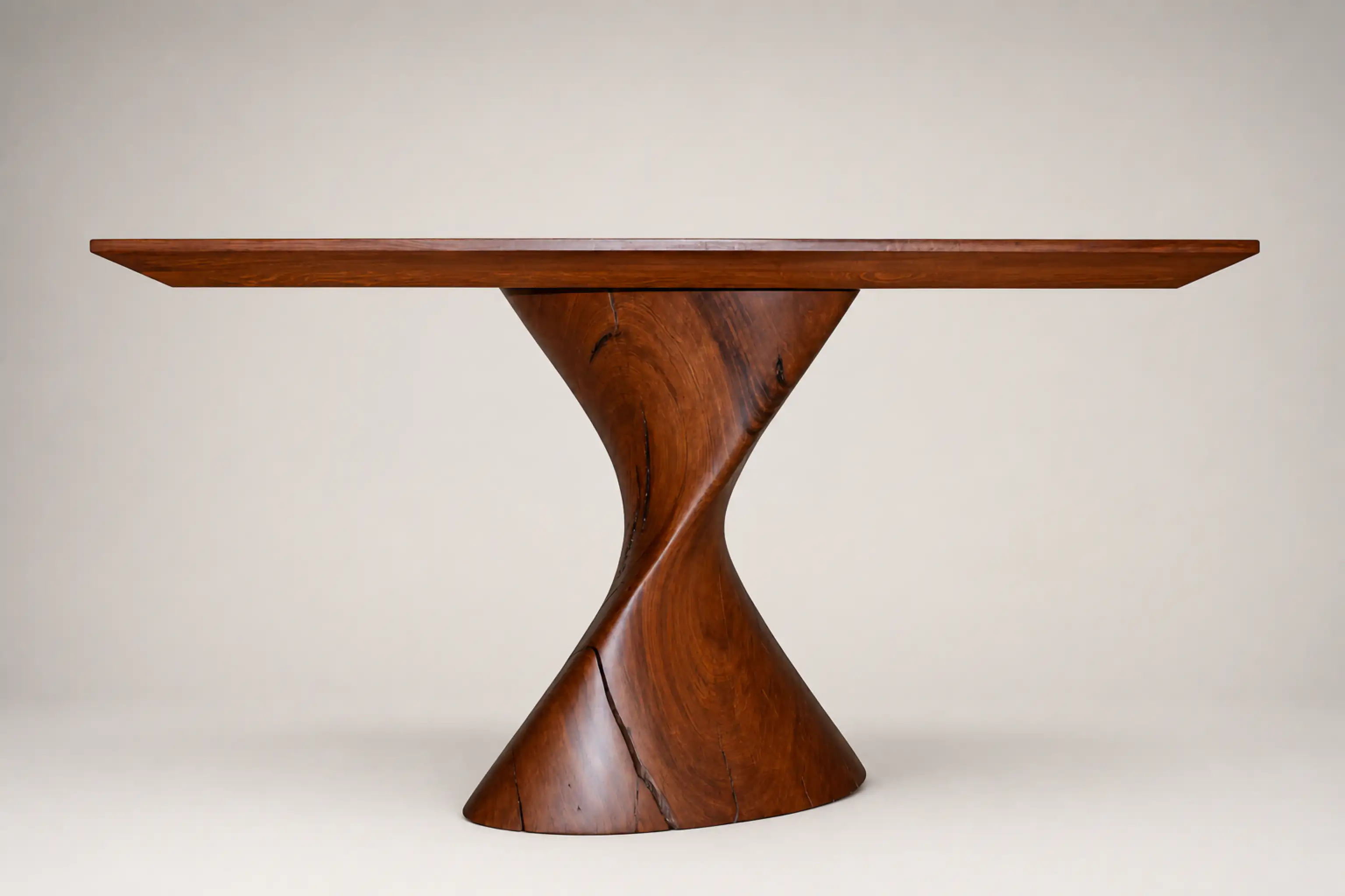 A console table on a carved twisting walnut base